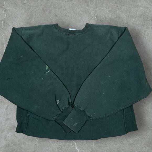 Vintage Reverse Weave Champion Cropped Crewneck XL Grunge Thrashed Paint USA - Picture 2 of 9